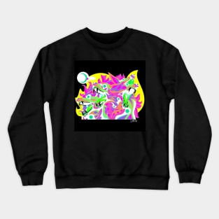 cadejo hound dogs in hell ecopop totonac pattern in the eclipse night Crewneck Sweatshirt